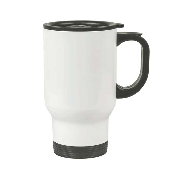 Stainless Steel Travel Mug White with Black handle